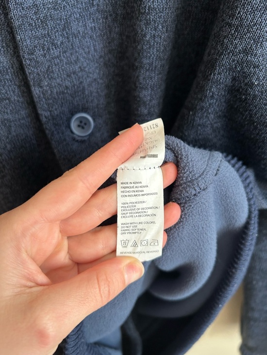 IZOD Navy Premium Essentials Bomber Jacket Cardigan Sweater Fleece Lined Size XL - Picture 6 of 6